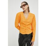 Majica Gestuz ženska, oranžna barva - oranžna. Bluza iz kolekcije Gestuz, izdelana iz tkanine. Lahkoten elastičen material zagotavlja popolno svobodo gibanja.
