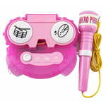 Teddies Mikrofon za karaoke, na baterije, roza, s lučko