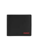 Usnjena denarnica HUGO moški, črna barva - črna. Srednje velika denarnica iz kolekcije HUGO. Model izdelan iz naravnega usnja.