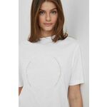 Bombažna kratka majica Calvin Klein ženski, bela barva - bela. Kratka majica iz kolekcije Calvin Klein, izdelana iz tanke, elastične pletenine. Model iz zračne bombažne tkanine.