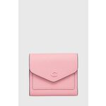 Usnjena denarnica Coach ženski, roza barva - roza. Mala denarnica iz kolekcije Coach. Model izdelan iz naravnega usnja.