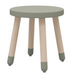 Flexa Leseni otroški stol brez naslonjala sivo zelene pike