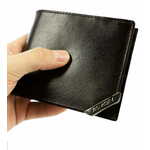 Rovicky Moška usnjena denarnica z varnostjo RFID Mrena črna univerzalna