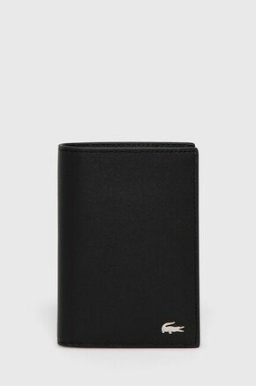 Lacoste usnjena denarnica - črna. Majhna denarnica iz kolekcije Lacoste. Model izdelan iz naravnega usnja.