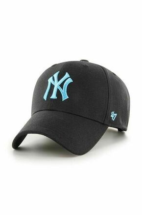 Bombažna kapa s šiltom 47 brand MLB New York Yankees črna barva - črna. Kapa s šiltom iz kolekcije 47 brand. Model izdelan iz tkanine z nalepko.