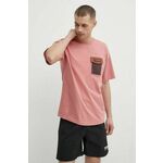 Bombažna kratka majica Columbia Painted Peak moška, roza barva, 2074481 - roza. Kratka majica iz kolekcije Columbia, izdelana iz tanke, elastične pletenine. Model iz izjemno udobne bombažne tkanine.