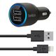 AVTO POLNILEC DVOJNI USB + LIGHTNING KABEL BELKIN