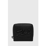 Denarnica Karl Lagerfeld ženska, črna barva, 245W3235 - črna. Mala denarnica iz kolekcije Karl Lagerfeld. Model izdelan iz ekološkega usnja.