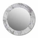 tulup.si Okroglo stensko okrasno ogledalo Beli marmor fi 90 cm