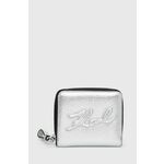 Denarnica Karl Lagerfeld ženska, srebrna barva, 245W3235 - srebrna. Mala denarnica iz kolekcije Karl Lagerfeld. Model izdelan iz ekološkega usnja.