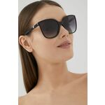 Sončna očala Guess ženska, črna barva - črna. Sončna očala iz kolekcije Guess. Model s toniranimi stekli in okvirji iz plastike. Ima filter UV 400.