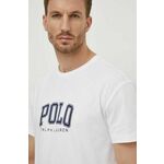 Bombažna kratka majica Polo Ralph Lauren moški, bela barva - bela. Lahkotna majica iz kolekcije Polo Ralph Lauren, izdelana iz tanke, elastične pletenine. Model iz izjemno udobne bombažne tkanine.