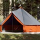 Družinski šotor tipi za 8 oseb siv in oranžen vodoodporen - vidaXL - Siva - 140,5 - 600 x 600 x 350 cm - vidaXL
