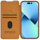 usnjen ovitek s pokrovom za kamero za iphone 15 plus nillkin qin pro leather - brown