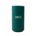 Temno zelena porcelanasta vaza Design Letters Smile, višina 11 cm