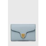 Usnjena denarnica Coccinelle ženski - modra. Srednje velika denarnica iz kolekcije Coccinelle. Model izdelan iz naravnega usnja.