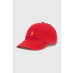 Bombažna bejzbolska kapa Polo Ralph Lauren rdeča barva - rdeča. Kapa s šiltom vrste baseball iz kolekcije Polo Ralph Lauren. Model izdelan iz bombažne tkanine.