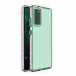 slomart spring case prozoren tpu gel zaščitni ovitek s pisanim okvirjem za samsung galaxy a72 4g svetlo roza