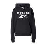 Bluza Reebok ženska, črna barva, - črna. Mikica s kapuco iz kolekcije Reebok. Model izdelan iz tanke, elastične pletenine.