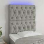 Greatstore LED posteljno vzglavje svetlo sivo 80x7x118/128 cm blago