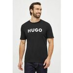 Bombažna kratka majica HUGO moški, črna barva - črna. Lahkotna kratka majica iz kolekcije HUGO, izdelana iz visokokakovostne pletenine, ki je bila izdelana na trajnostni način. Model iz izjemno udobne bombažne tkanine.