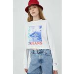 Bluza Tommy Jeans ženska, bela barva, - bela. Mikica iz kolekcije Tommy Jeans. Model izdelan iz tanke, elastične pletenine.