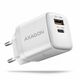 AXAGON ACU-PQ20W ACU-PQ20W AC adapter 20W, 2x vrata (USB-A + USB-C), PD3.0/PPS/QC4+/AFC/Apple, bel