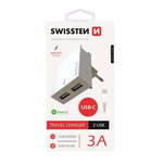 SWISSTEN 22043000 Smart IC, CE 2x USB, 3 A adapter za v vtičnico, bel