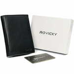 Rovicky Lična moška denarnica iz pravega usnja, črne barve, RFID zaščita