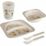 Canpol babies Canpol babies Bonjour Paris Tableware Set Beige Set posodica 300 ml + krožnik 250 ml + skodelica 250 ml + žlica + vilica za otroke