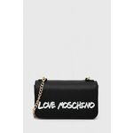 Usnjena torbica Love Moschino črna barva - črna. Majhna torbica iz kolekcije Love Moschino. Model na zapenjanje, izdelan iz kombinacije naravnega usnja in ekološkega usnja.