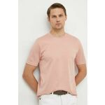 Bombažna kratka majica BOSS moški, roza barva - roza. Lahkotna majica iz kolekcije BOSS, izdelana iz tanke, elastične pletenine. Model iz visokokakovostnega in trajnostnega materiala.