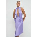 Obleka Elisabetta Franchi vijolična barva - vijolična. Obleka iz kolekcije Elisabetta Franchi. Model izdelan iz enobarvnega materiala. Model iz izjemno udobne, zračne tkanine.