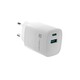 Univerzalni polnilec USB Natec RIBERA GaN 30W, 1X USB-A, 1X USB-C, bel