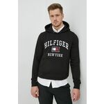 Bluza Tommy Hilfiger moška, črna barva, - črna. Mikica s kapuco iz kolekcije Tommy Hilfiger. Model izdelan iz tanke, rahlo elastične pletenine.