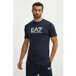 Kratka majica EA7 Emporio Armani moška, mornarsko modra barva, PJVQZ.6DPT62 - mornarsko modra. Kratka majica iz kolekcije EA7 Emporio Armani, izdelana iz tanke, raztegljive pletenine z visoko vsebnostjo bombaža.