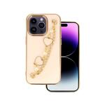 Onasi Trendy silikonski ovitek z zapestnico za iphone 12 / 12 pro - roza s srčki