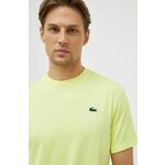 Kratka majica Lacoste moški, zelena barva - rumena. Kratka majica iz kolekcije Lacoste, izdelana iz tanke, zelo elastične pletenine. Model iz lahkega materiala, ki se hitro suši.