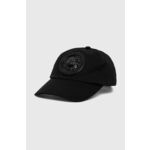 Bombažna bejzbolska kapa Just Cavalli črna barva - črna. Kapa s šiltom vrste baseball iz kolekcije Just Cavalli. Model izdelan iz materiala z nalepko.