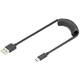 Digitus spiralni kabel usb a/usb c, usb 2.0, pd 60w, max. 1m, črn