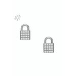 Fossil Elegantni srebrni uhani Padlocks JFS00626040