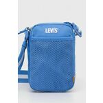 Torbica za okoli pasu Levi's - modra. Majhna torbica iz kolekcije Levi's. Model na zapenjanje, izdelan iz tekstilnega materiala.