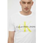 Bombažna kratka majica Calvin Klein Jeans bela barva - bela. Lahkotna kratka majica iz kolekcije Calvin Klein Jeans, izdelana iz tanke, elastične pletenine. Model iz zračne bombažne tkanine.