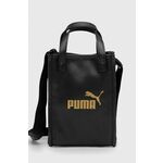 Torbica Puma črna barva - črna. Majhna torbica iz kolekcije Puma. Model na zapenjanje, izdelan iz sintetičnega materiala. Model je enostaven za čiščenje in vzdrževanje.