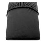 Črna bombažna elastična rjuha DecoKing Amber Collection, 200/220 x 200 cm