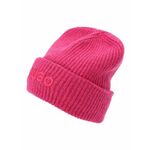 Kapa s primesjo volne HUGO roza barva - roza. Kapa iz kolekcije HUGO. Model izdelan iz pletenine z nalepko.