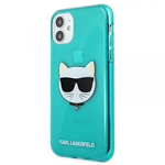 KARL LAGERFELD KLHCP13SCHTRB za iPhone 13 Mini turkizna silikonska zaščita - Choupetts head