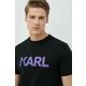 Bombažna kratka majica Karl Lagerfeld črna barva - črna. Kratka majica iz kolekcije Karl Lagerfeld. Model izdelan iz rahlo elastične pletenine.