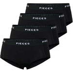 Pieces 4 PACK - ženske hlačke Boxer PCLOGO 17106857 Black (Velikost XS)