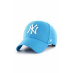 47brand kapa na šilt MLB New York Yankees - modra. Kapa s šiltom vrste baseball iz kolekcije 47brand. Model izdelan iz materiala z nalepko.